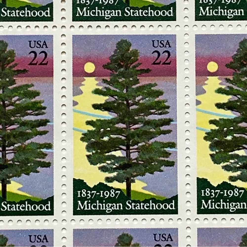 Michigan Statehood Stamps Full Sheet Of 50 US Scott 2246 Pine Tree 1987 MNH